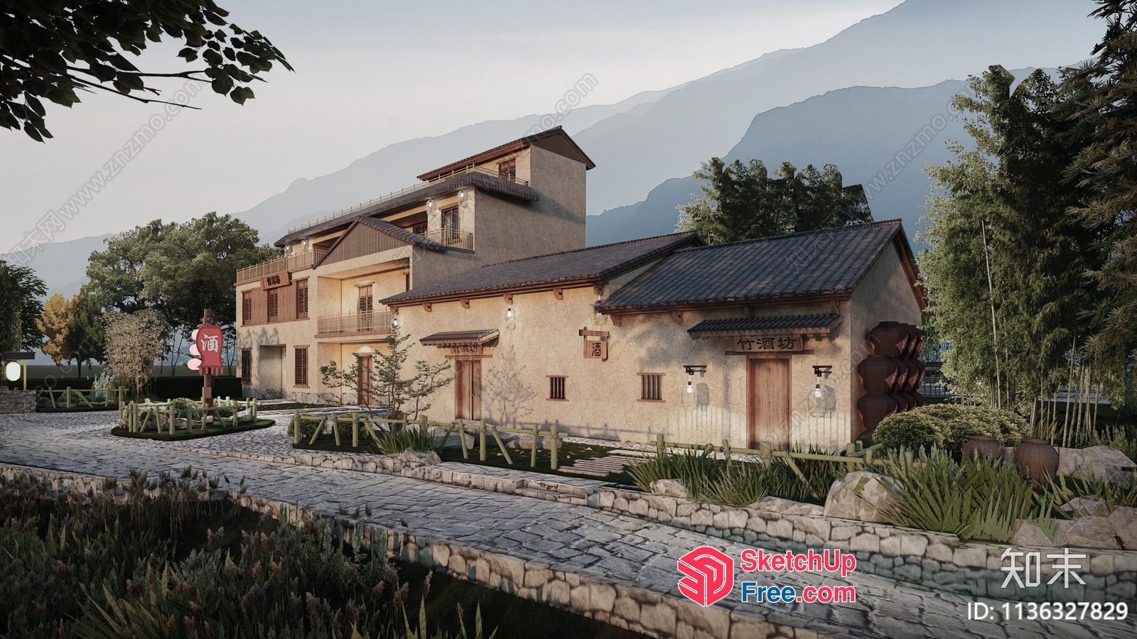 Japanese-Style Homestay Exterior 3D SketchUp File