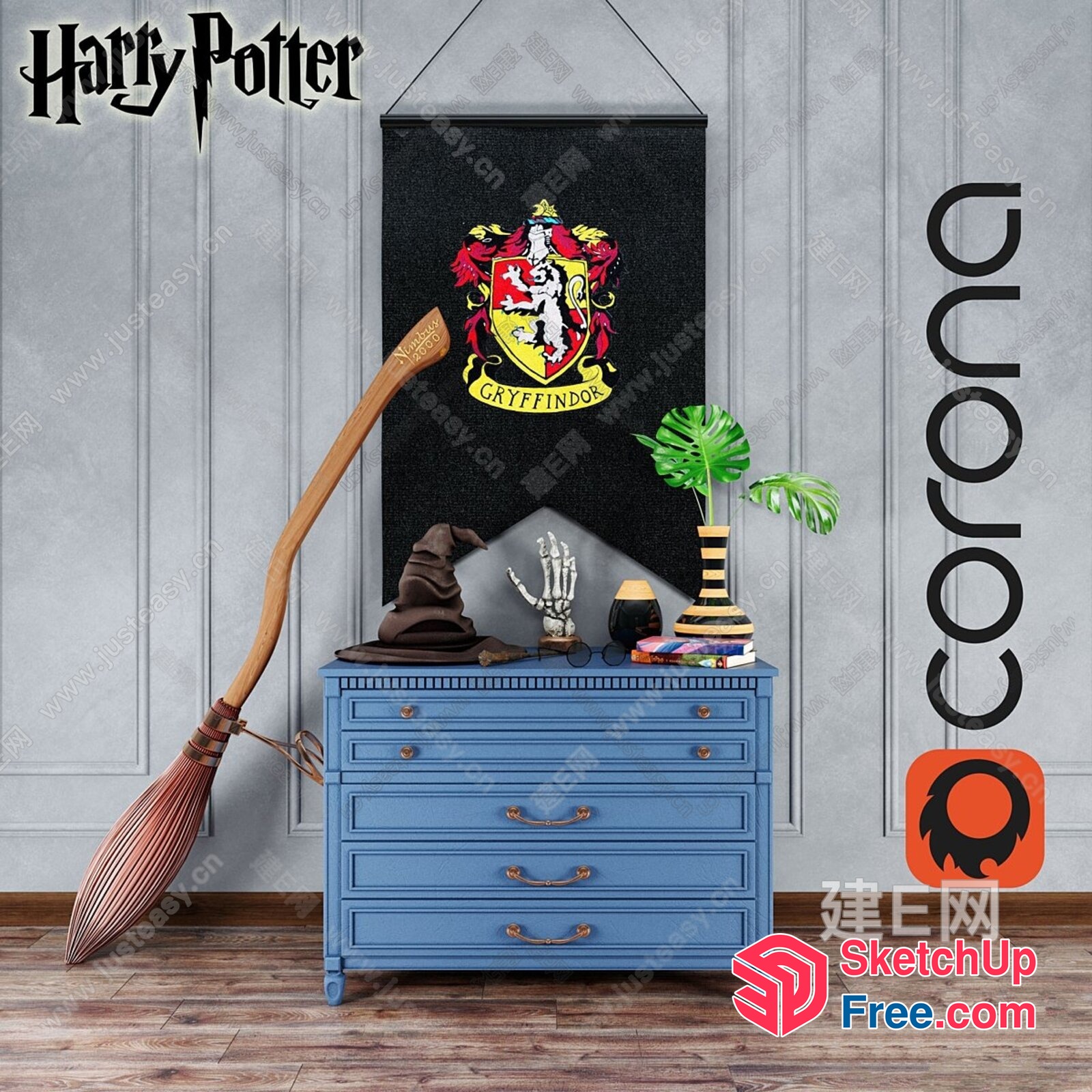 Harry Potter Decorated Room 3D SketchUp File