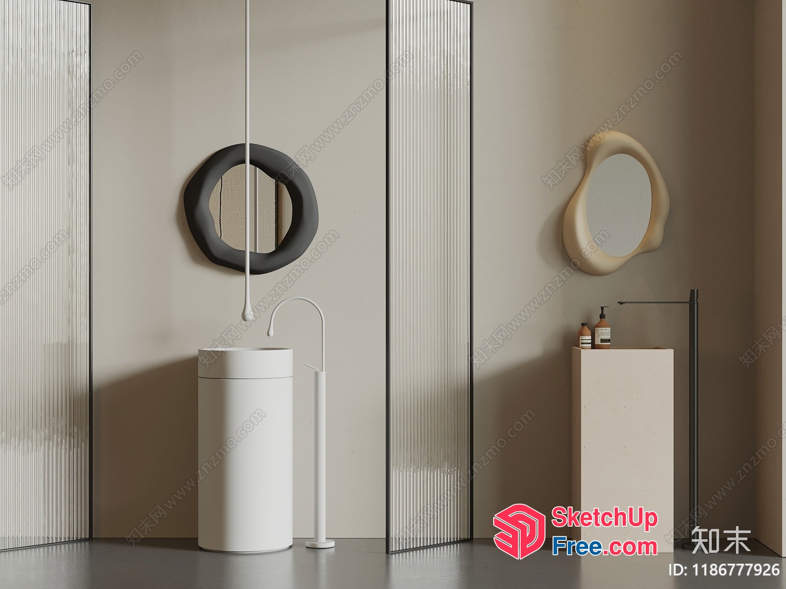 Minimalist Bathroom Interior With White And Gray Tones 3D SketchUp File
