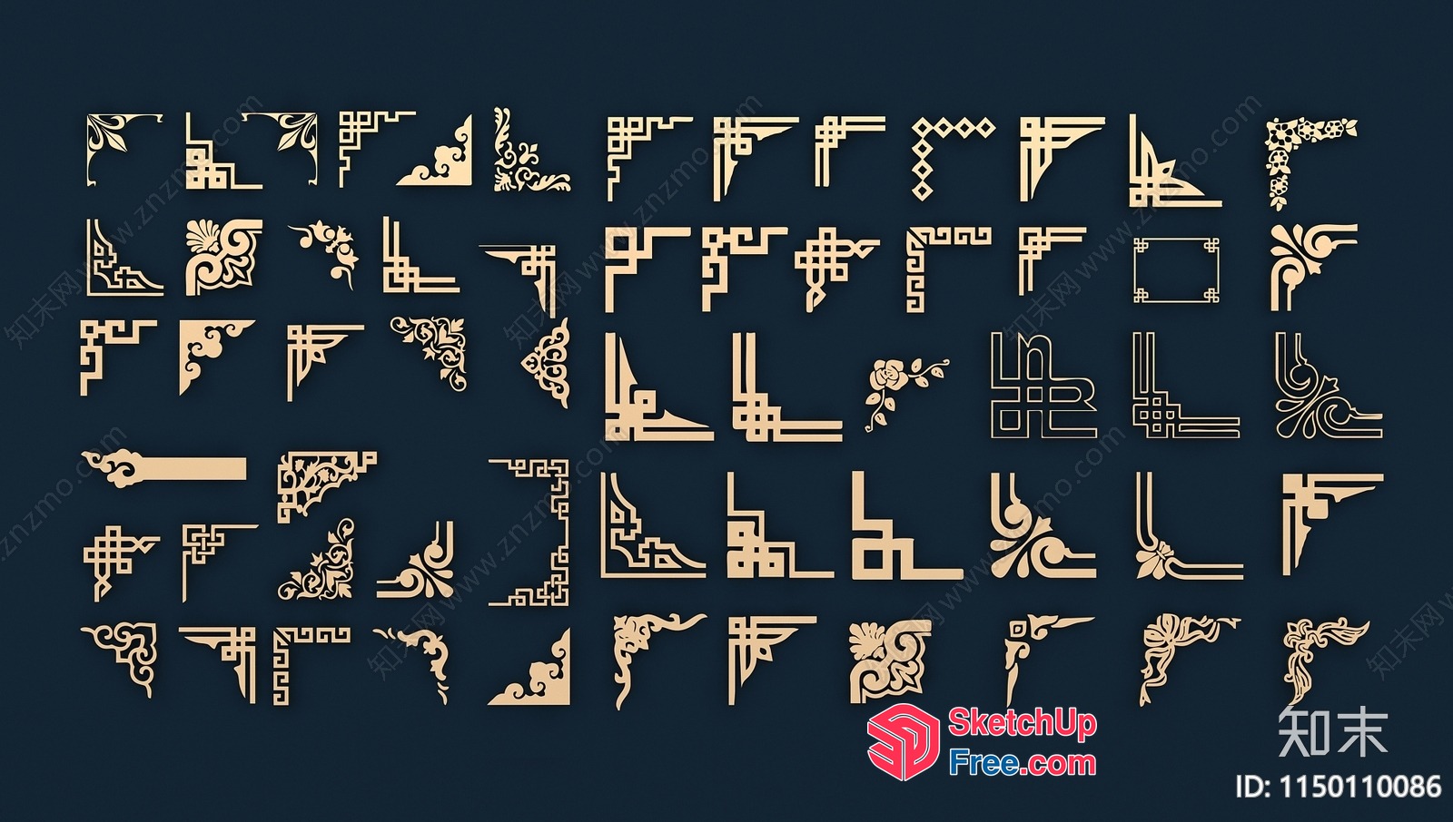 Intricate Gold Geometric And Floral Designs 3D SketchUp File