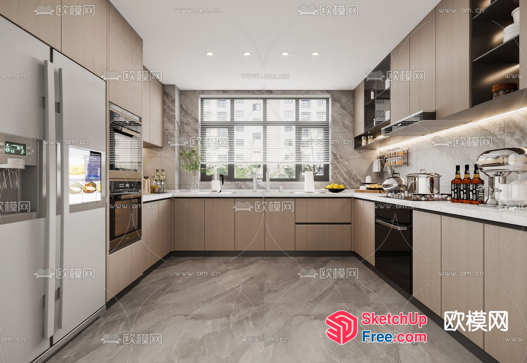 Modern Kitchen With Sleek Appliances And Natural Lighting 3D SketchUp File