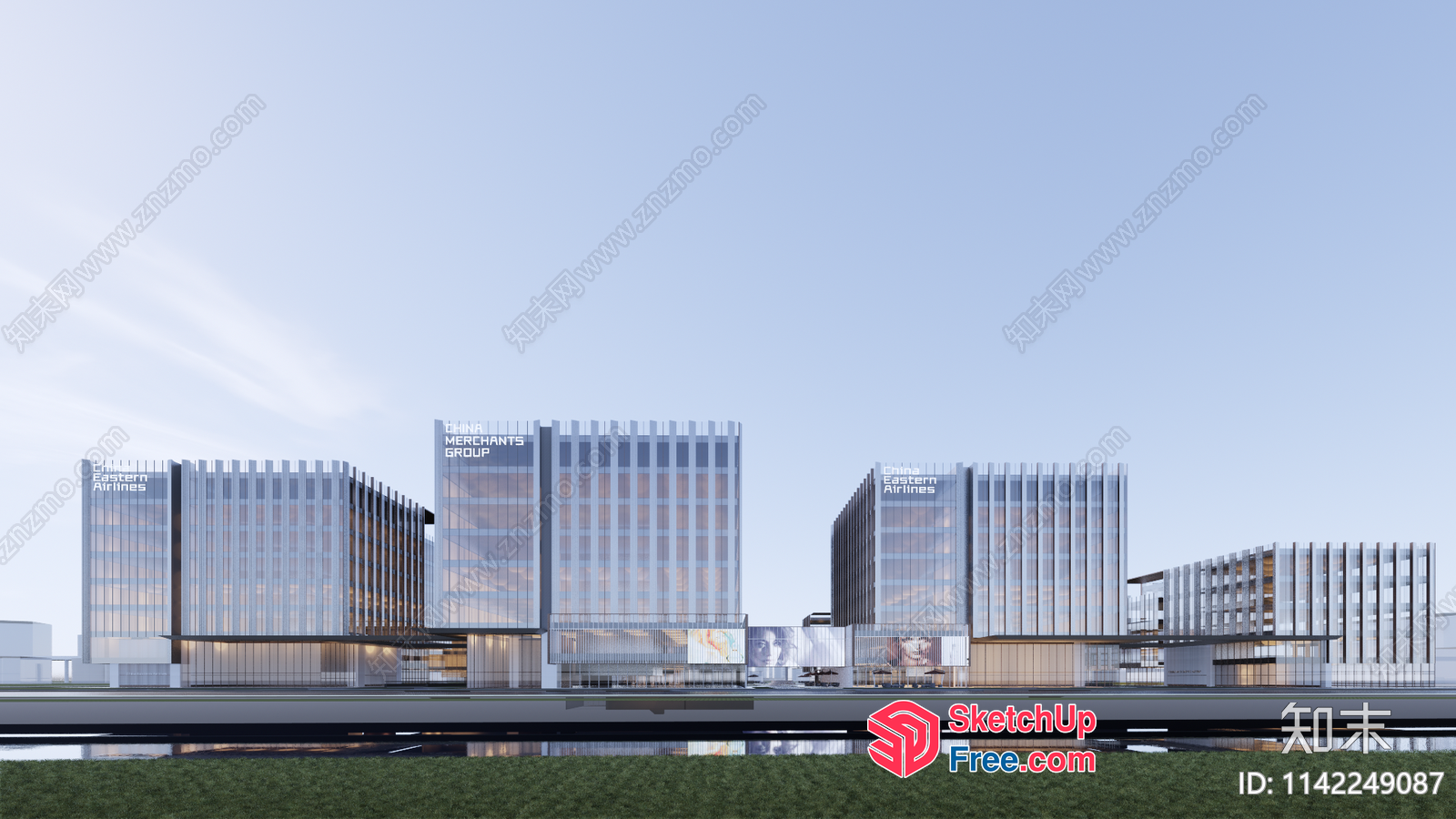 Modern Glass Building Exterior 3D SketchUp File