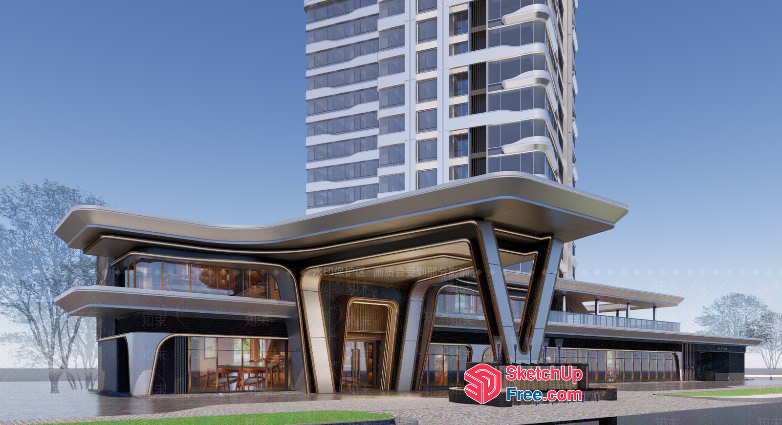 Modern Sleek Contemporary Architecture 3D SketchUp File