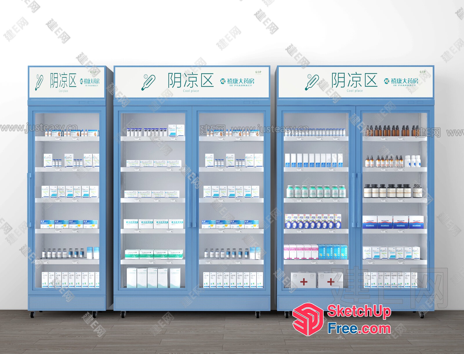 Chinese Pharmacy Display Shelves 3D SketchUp File