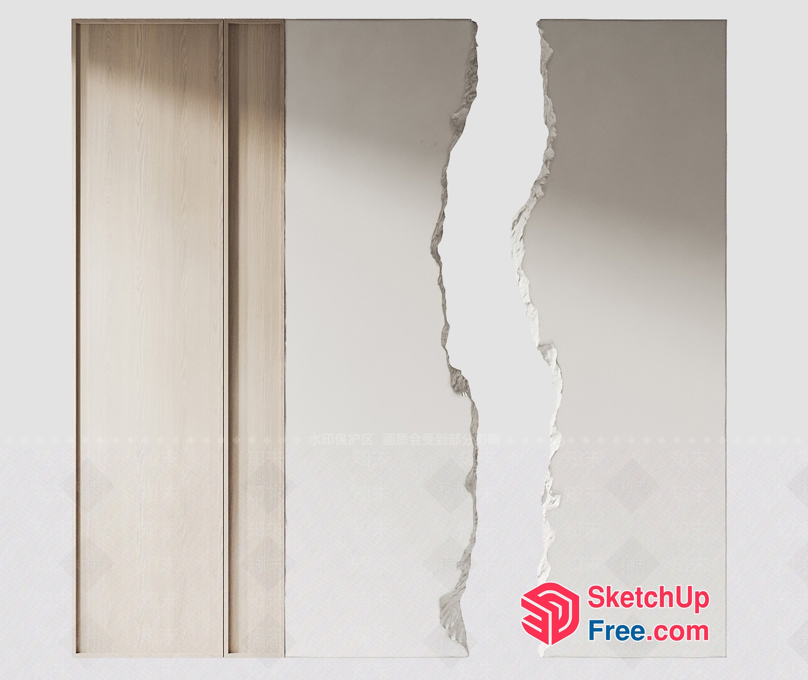 Modern Minimalist White Wood Door 3D SketchUp File