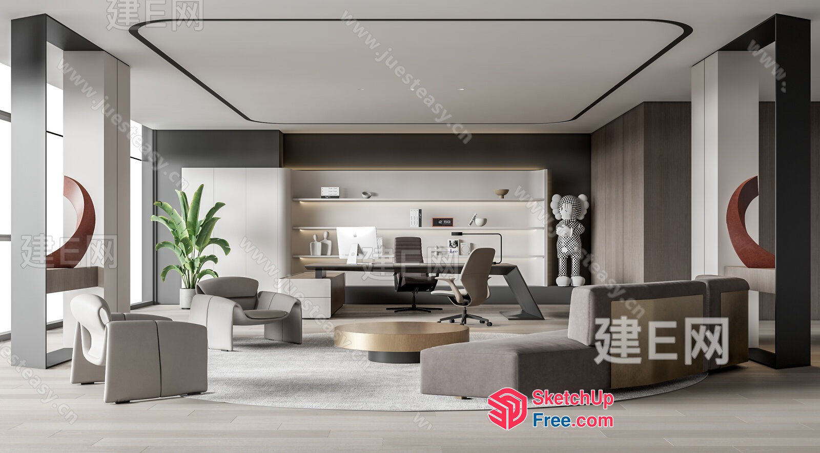 Modern Office Space With Sleek Furniture And Minimalist Decor 3D SketchUp File