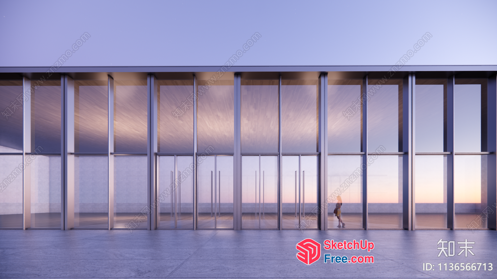 Exterior Glass Curtain Wall 3D SketchUp File