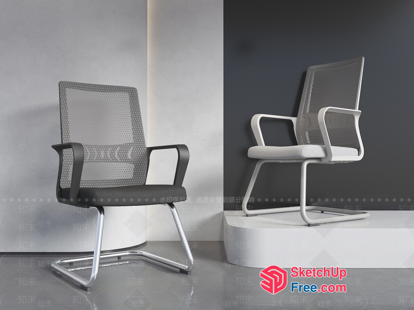 Office Chairs With Sleek Design And Comfortable Seating 3D SketchUp File