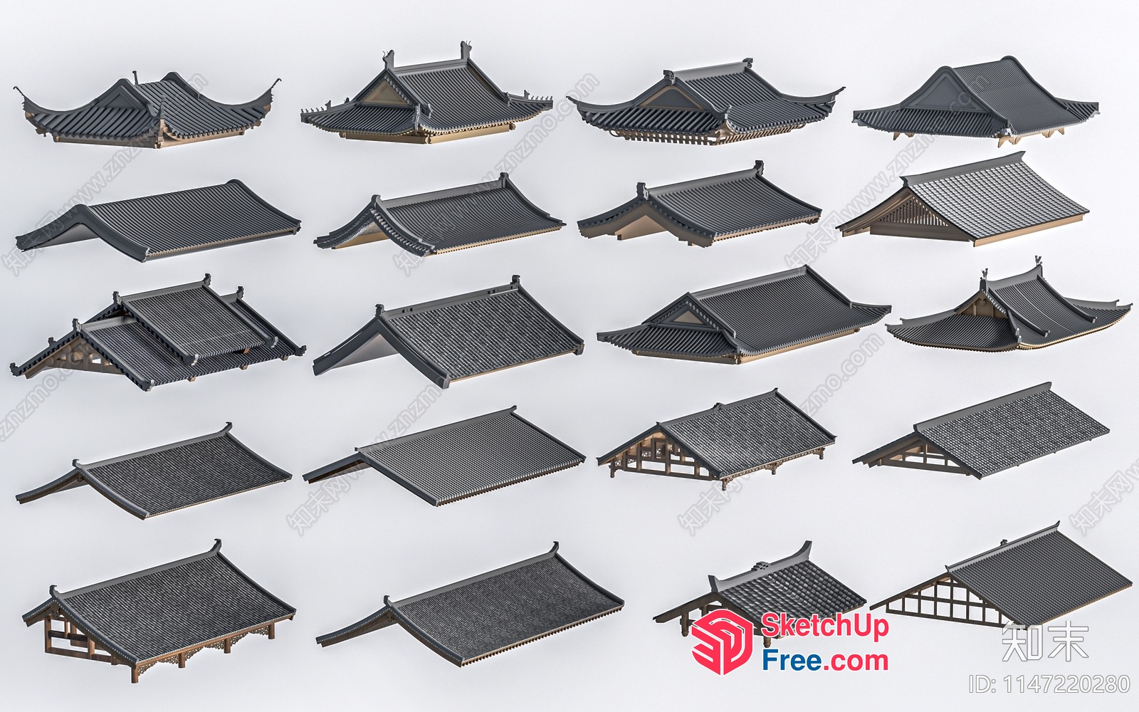 Asian Roof Synthesis Variations 3D SketchUp File