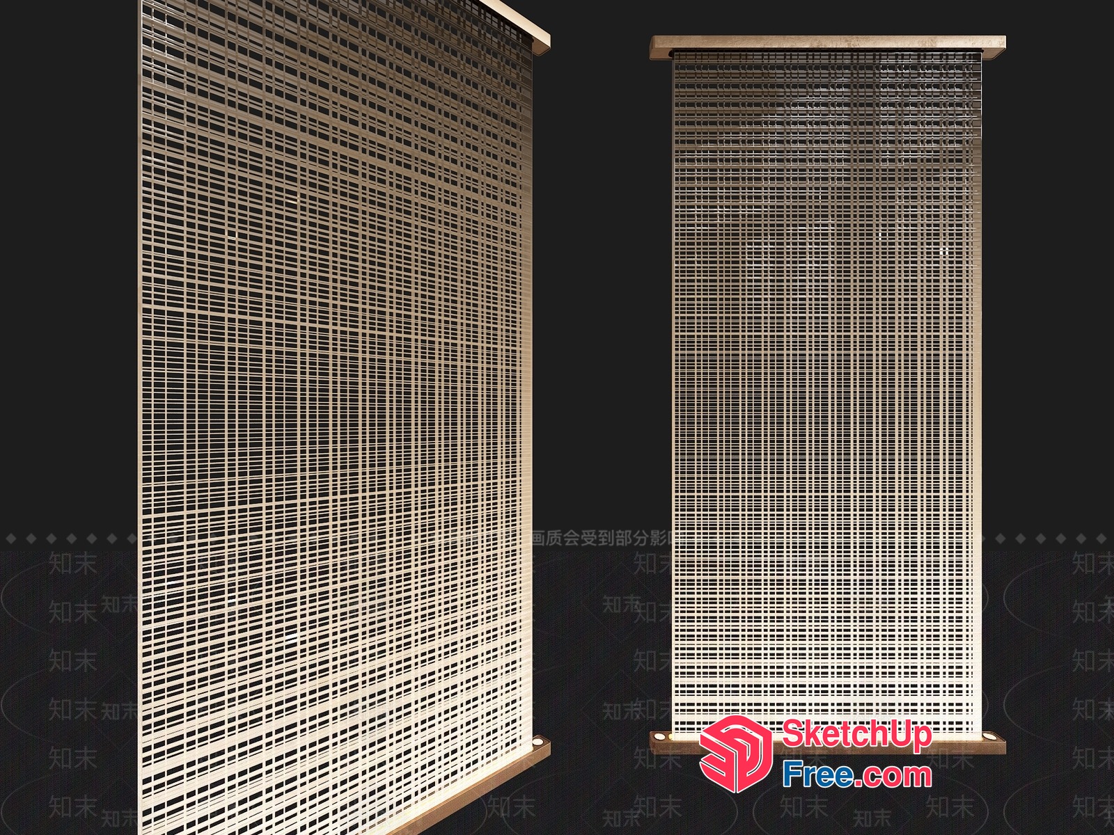 Modern White Screen Room Divider 3D SketchUp File