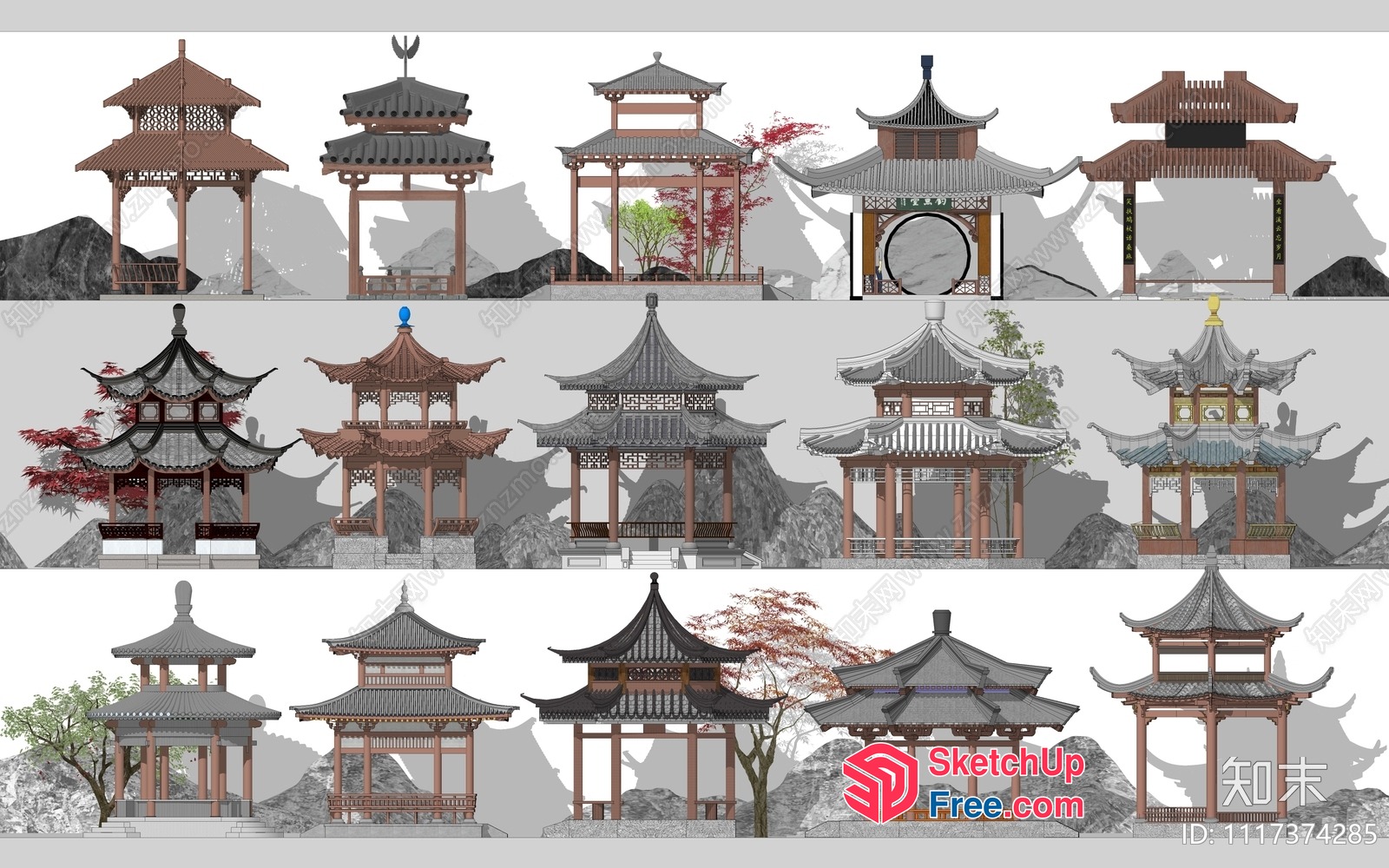 Asian-Inspired Pavilion Designs 3D SketchUp File