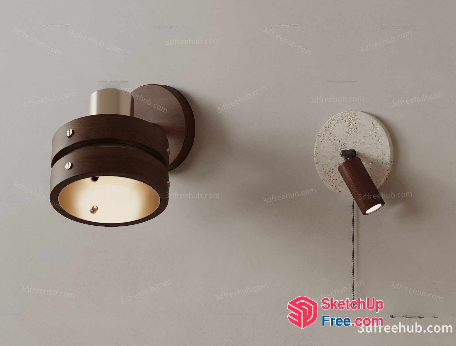 Modern Brown And Beige Wall Lights 3D SketchUp File
