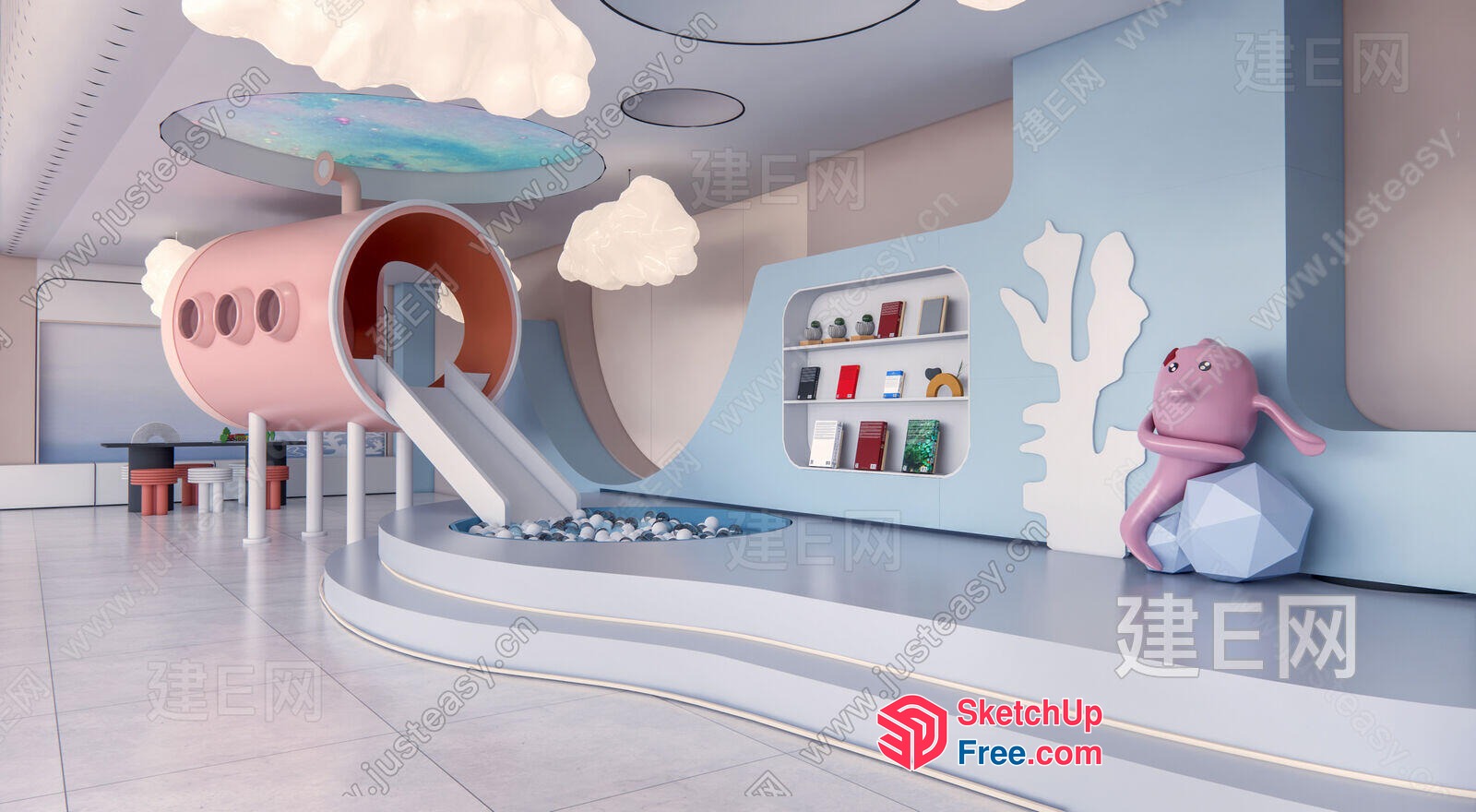 Futuristic Space-Themed Children'S Play Area 3D SketchUp File
