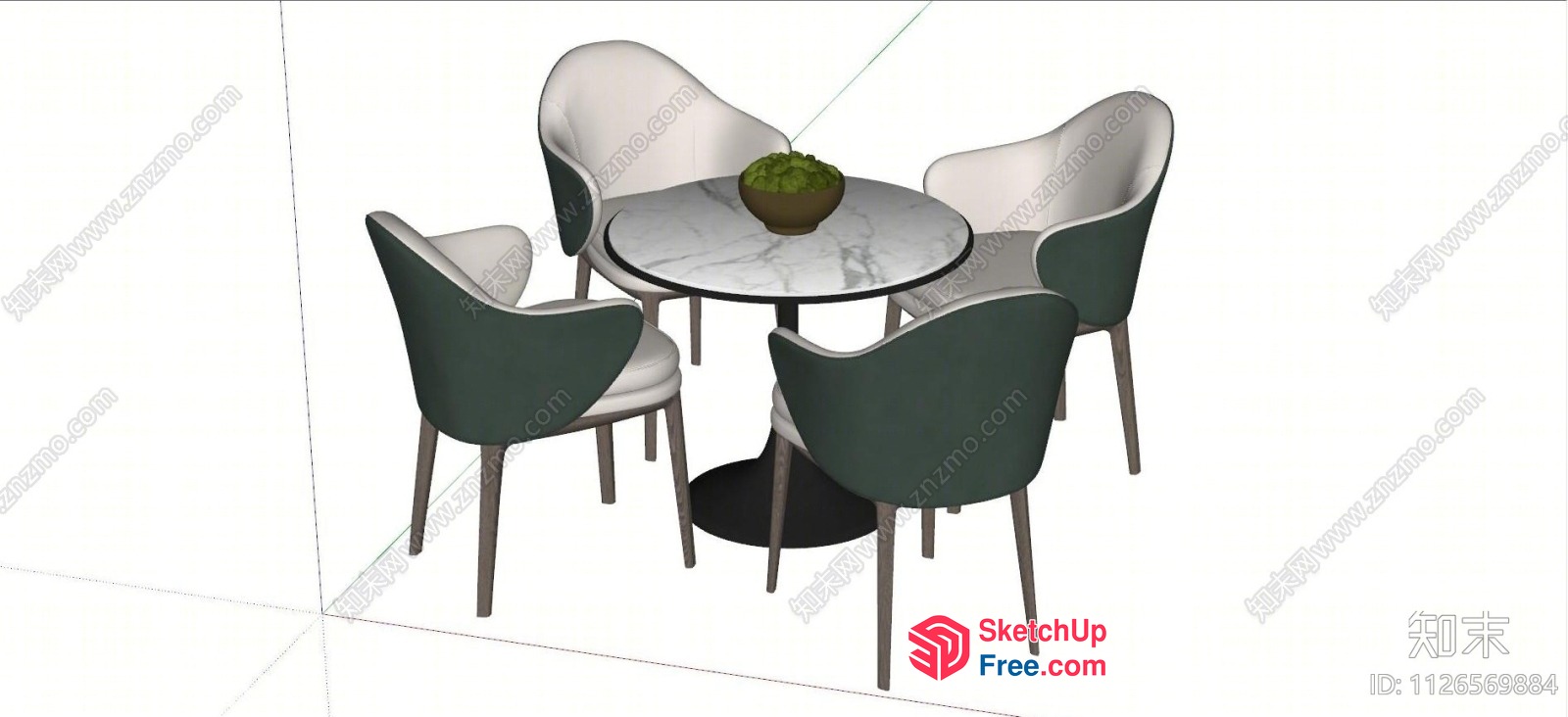 Modern Round Table And Chairs Set 3D SketchUp File
