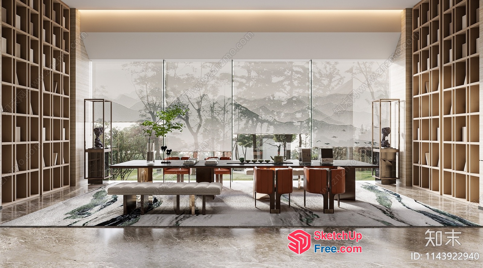 Modern Minimalist Dining Room With Elegant Table And Chairs 3D SketchUp File