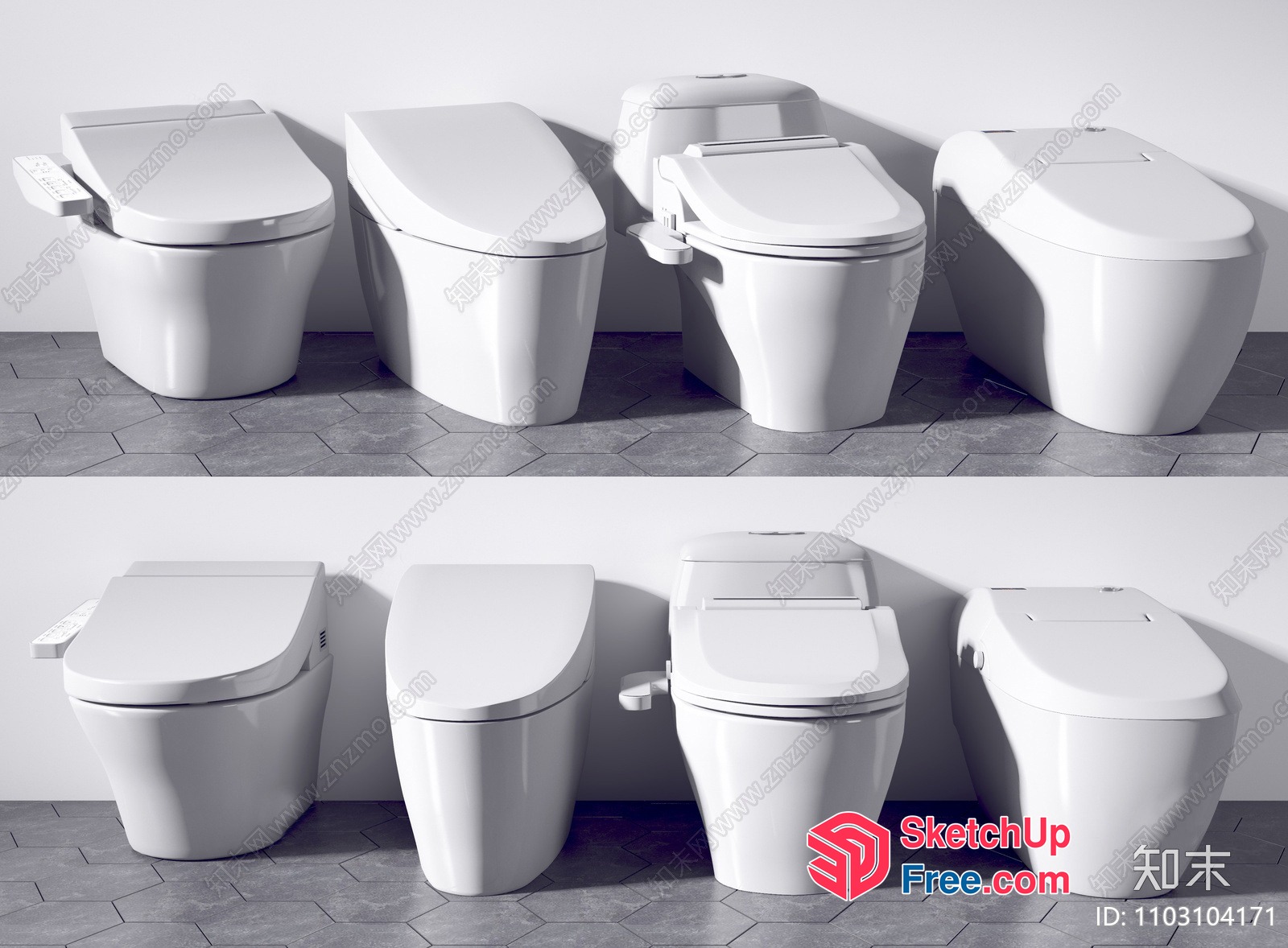 Modern Bathroom Fixtures In A Sleek White Finish 3D SketchUp File