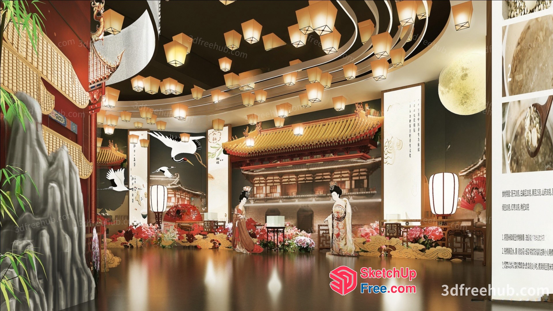 Oriental-Inspired Interior Design 3D SketchUp File