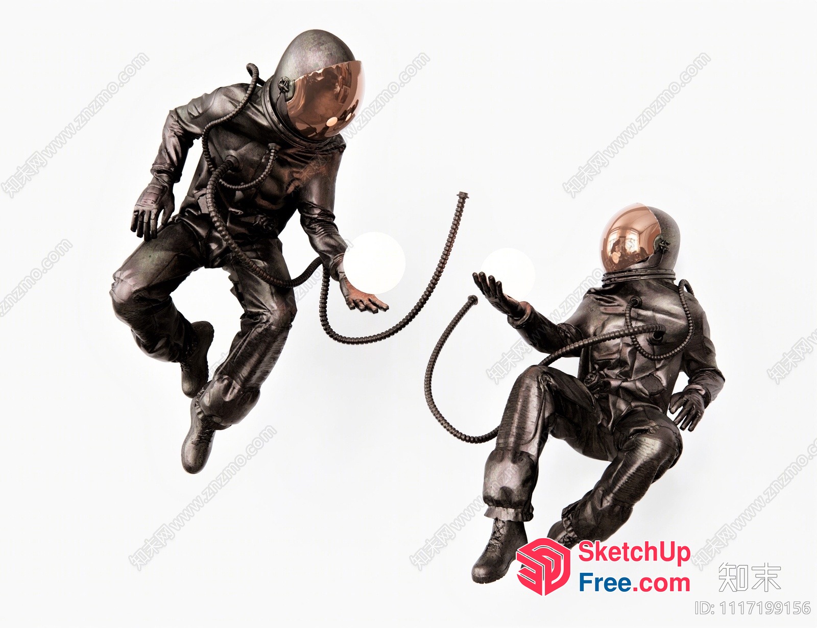 Two Astronauts Floating In Space 3D SketchUp File