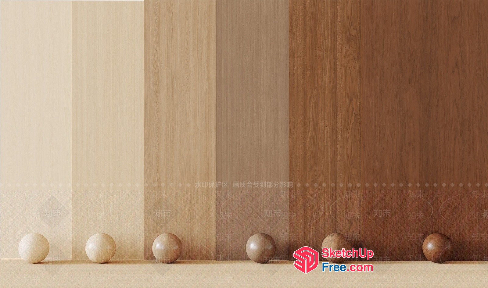 Wood Ball Arrangement On Wooden Floor 3D SketchUp File