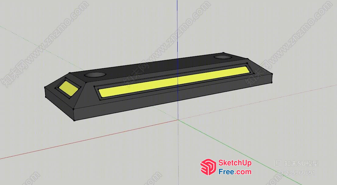3D Model Of A Rectangular Object With Yellow Accent 3D SketchUp File