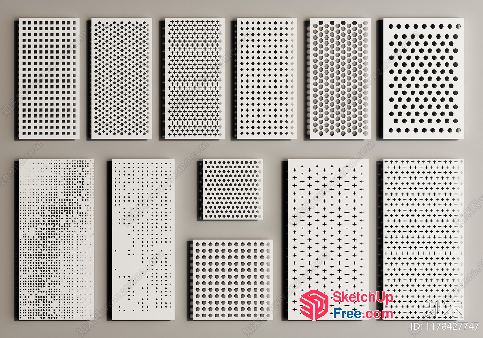 Geometric Patterns On Rectangular Panels 3D SketchUp File