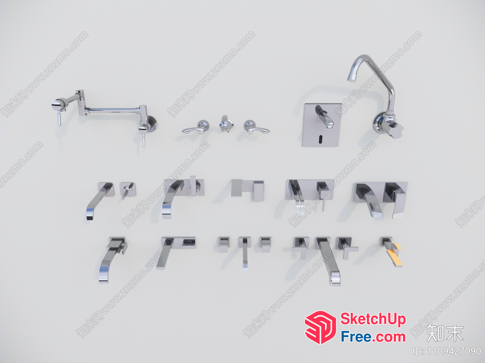 Modern Chrome Bathroom Fixtures And Accessories 3D SketchUp File