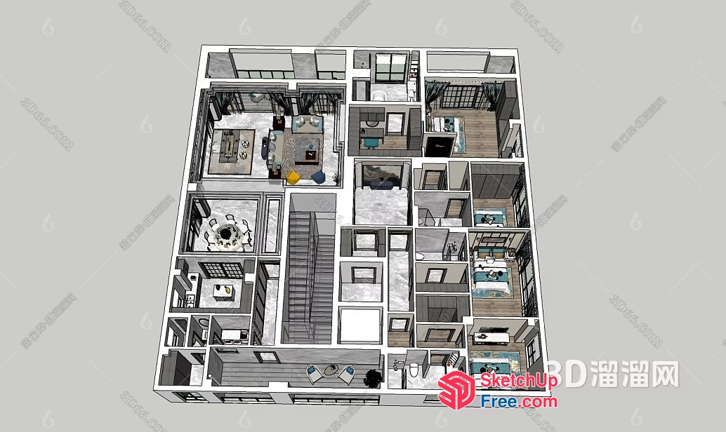 Modern Home Interior Floor Plan 3D SketchUp File