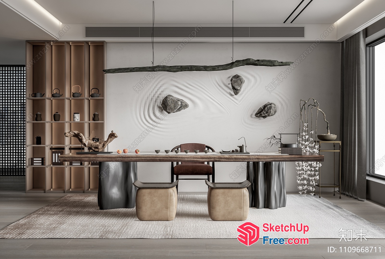 Modern Zen-Inspired Dining Room With Natural Elements 3D SketchUp File