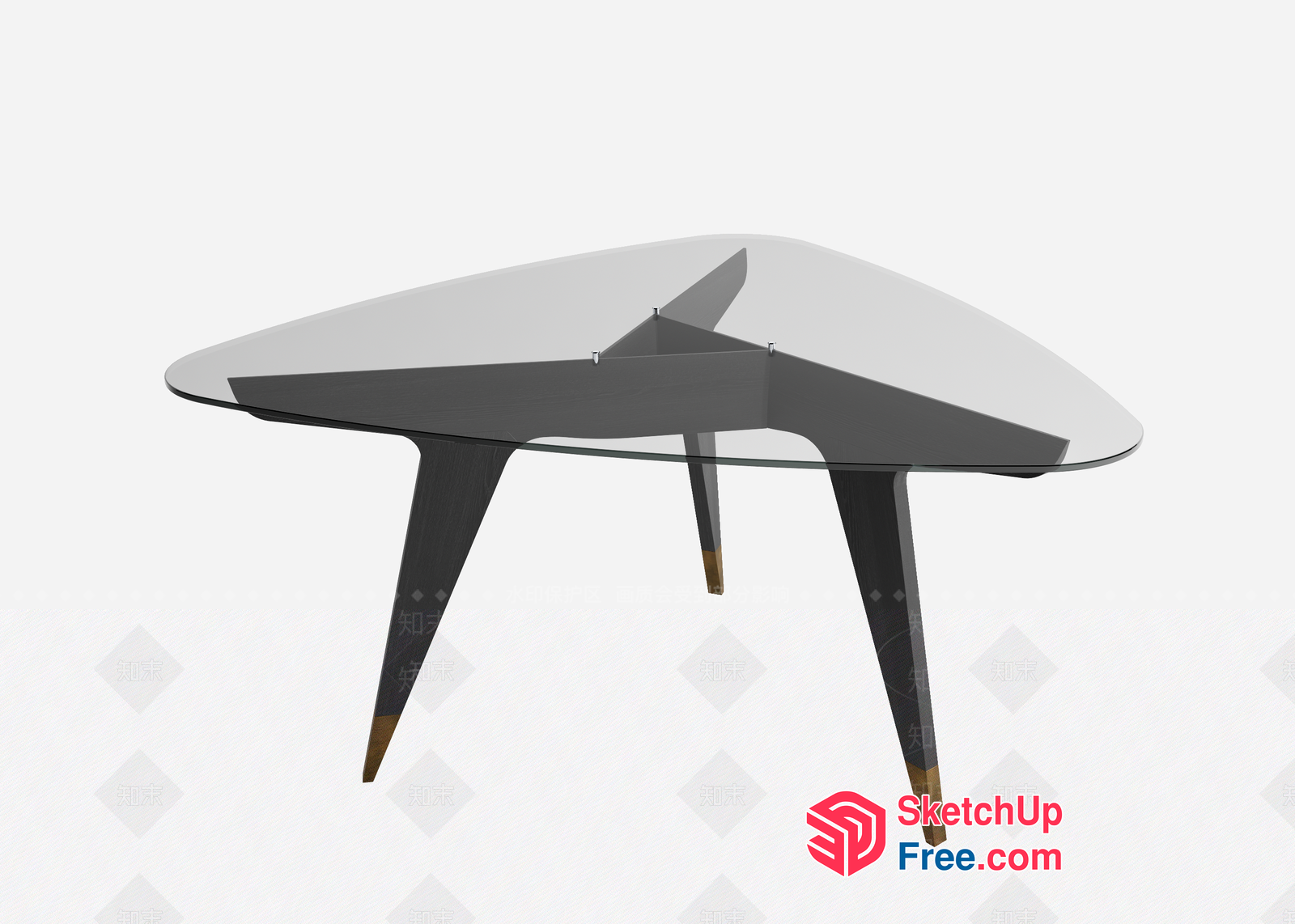 Mid-Century Modern Glass-Top Coffee Table 3D SketchUp File