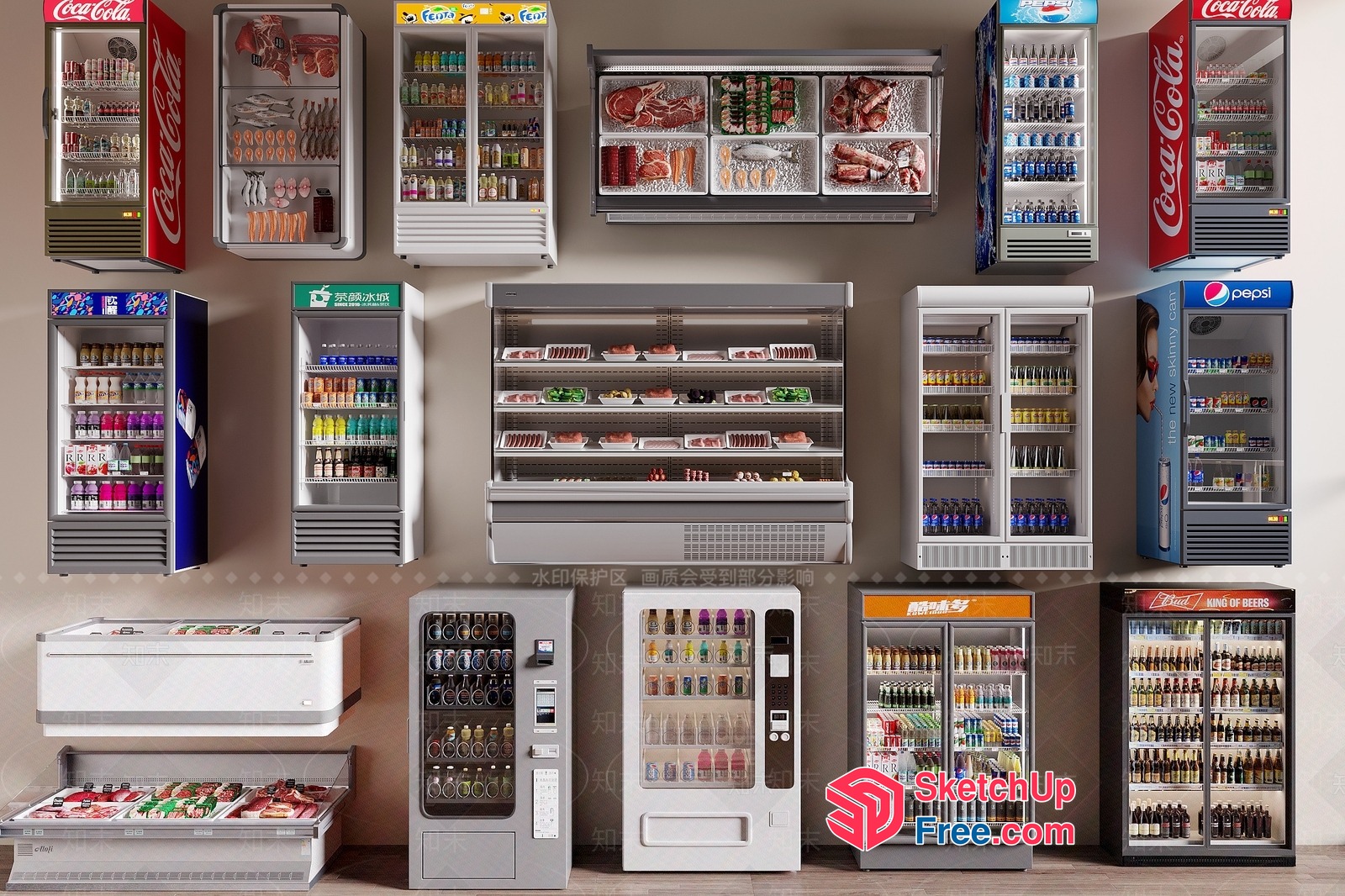 Modern Beverage And Snack Vending Machines 3D SketchUp File