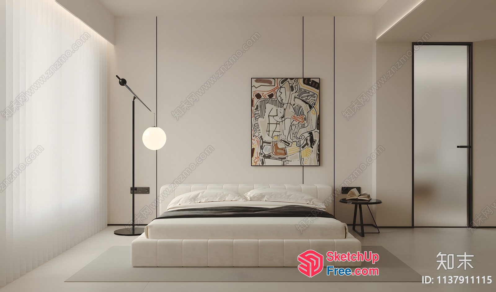 Minimalist Modern Bedroom Interior With Sleek Furniture And Neutral Colors 3D SketchUp File
