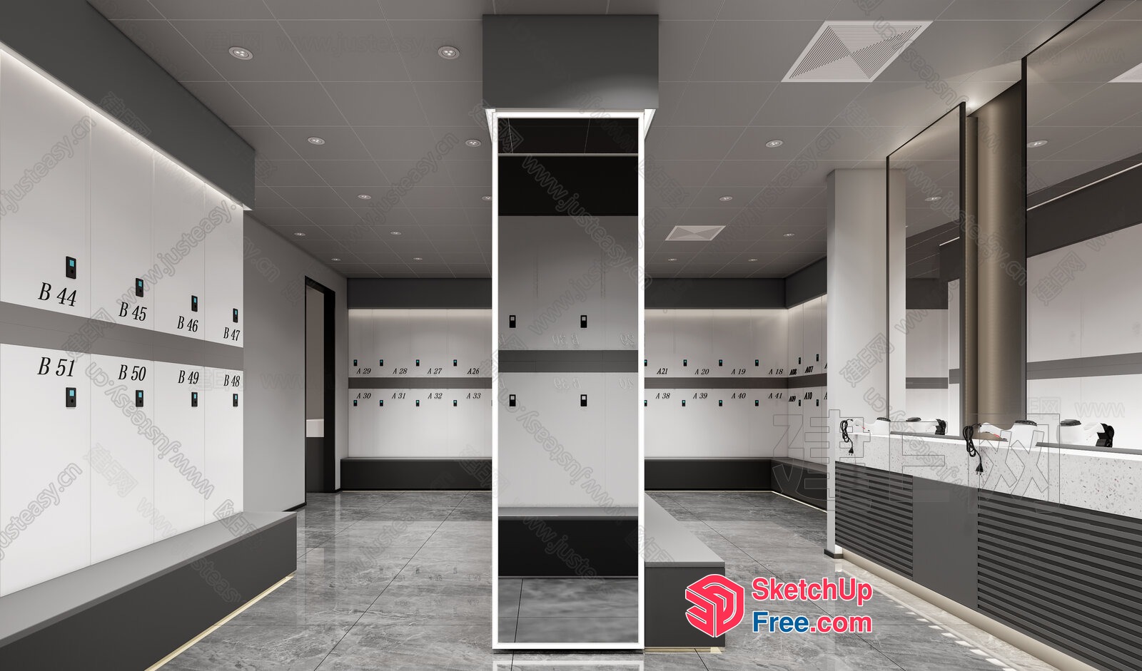 Modern Minimalist Gym Interior Design 3D SketchUp File