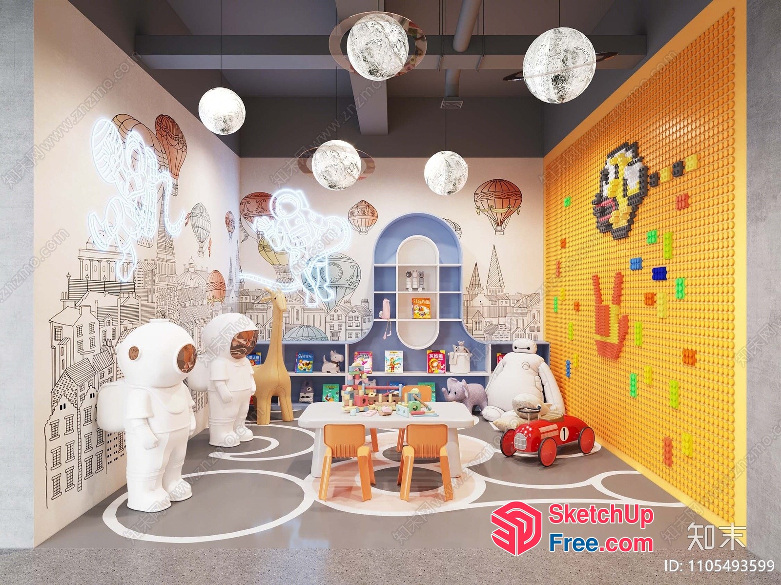 Colorful Children'S Playroom With Cartoon Characters And Toys 3D SketchUp File