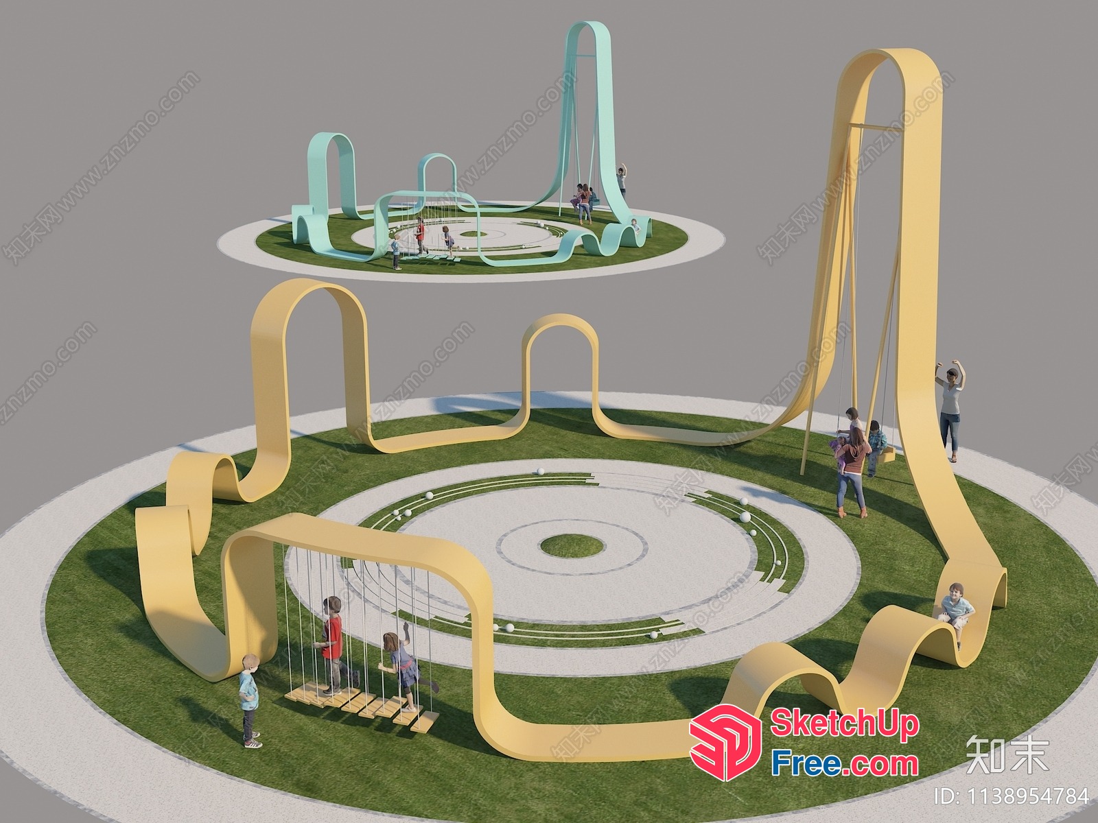 Modern Playground Design With Unique Sculptural Elements 3D SketchUp File