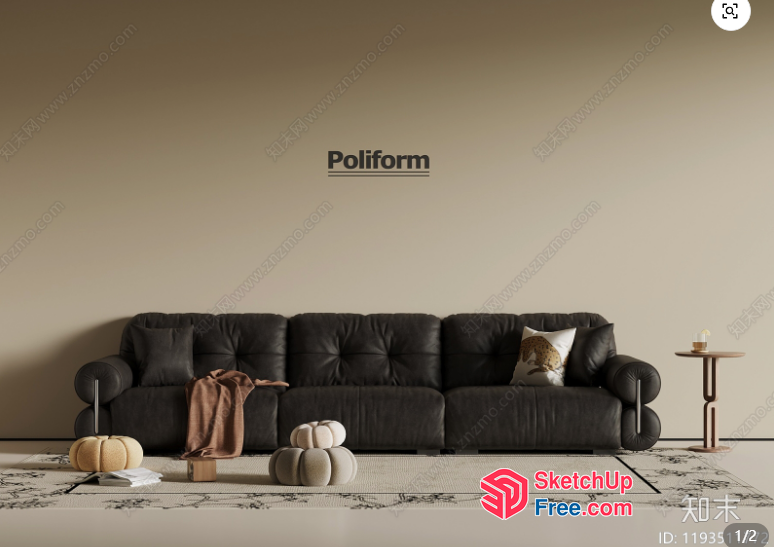 Modern Living Room With Poliform Sofa 3D SketchUp File