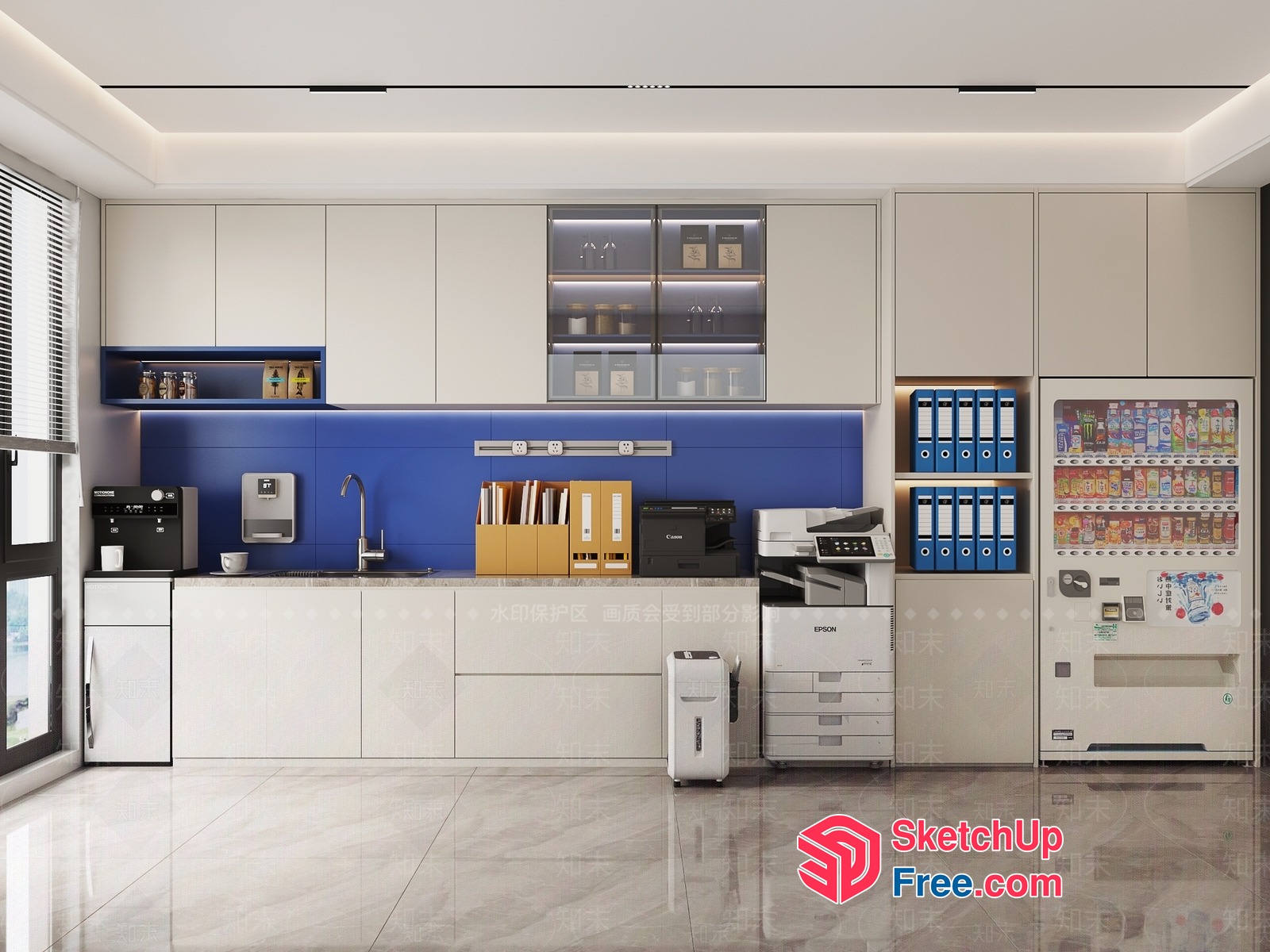 Modern Office Kitchenette With Vending Machines 3D SketchUp File