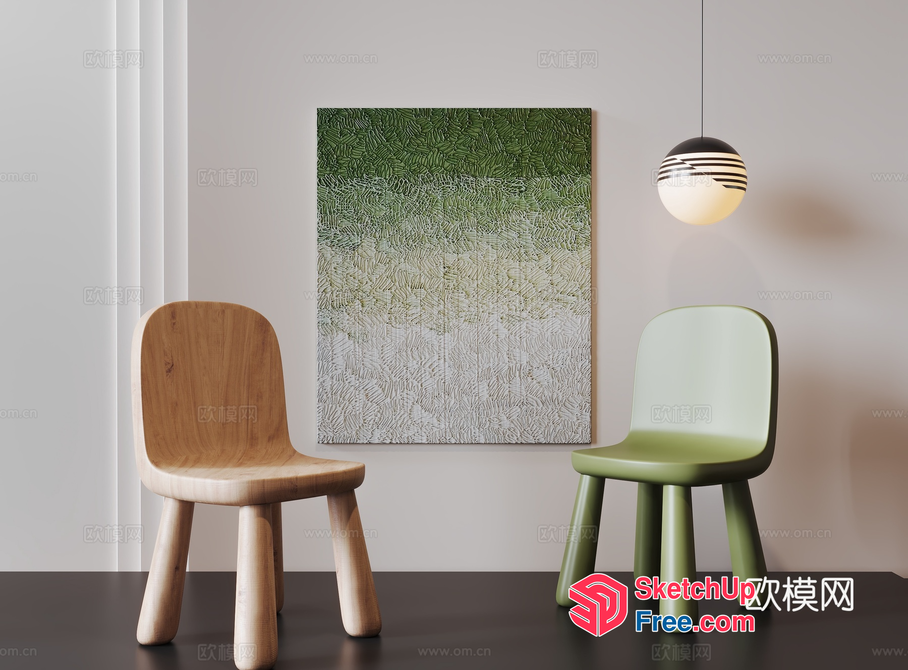 Modern Interior With Chairs And Artwork 3D SketchUp File