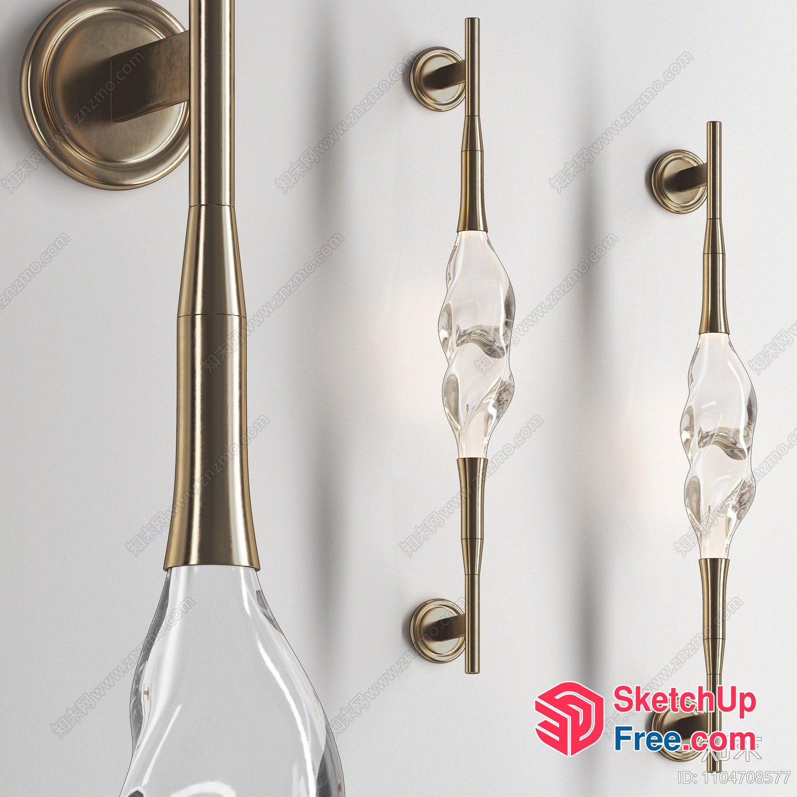 Elegant Glass And Brass Door Handles 3D SketchUp File