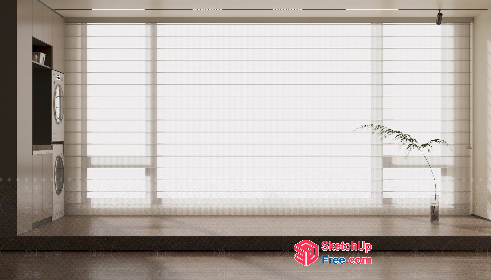 Modern Minimalist Interior Design With Large Window 3D SketchUp File