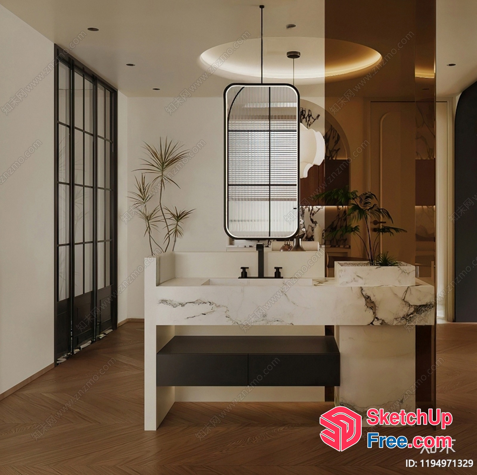 Modern Minimalist Bathroom Interior Design 3D SketchUp File