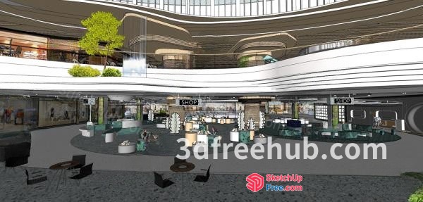 Modern Office Building Interior With Contemporary Furniture 3D SketchUp File