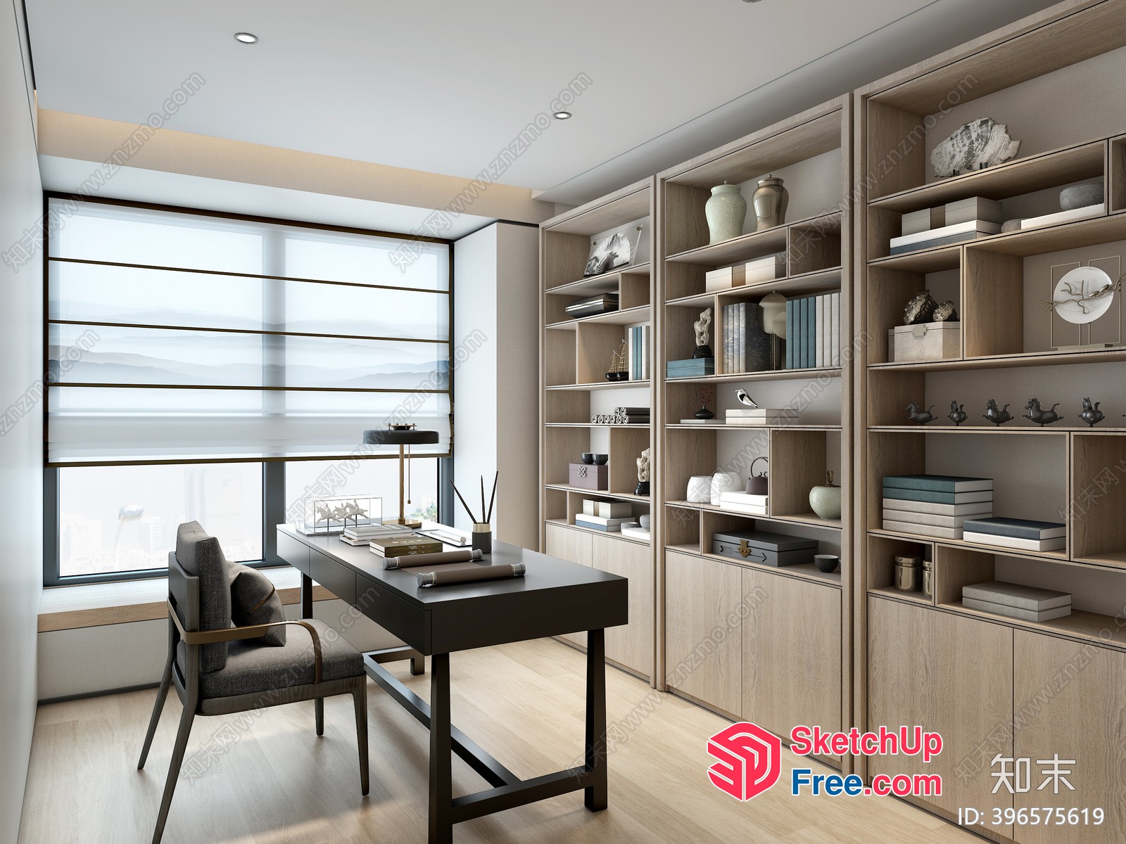 Elegant Minimalist Office Interior With Natural Light 3D SketchUp File