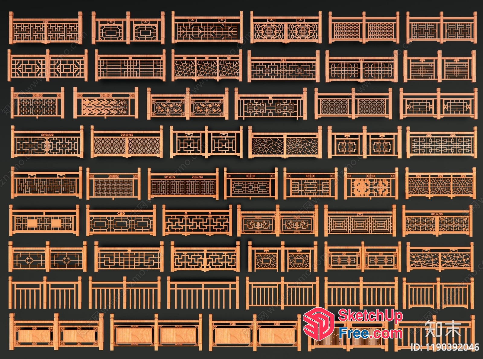 Wooden Railing Designs Collection 3D SketchUp File