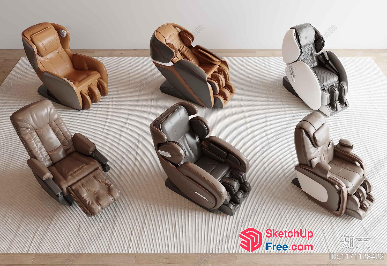 Luxury Leather Massage Chairs Collection 3D SketchUp File