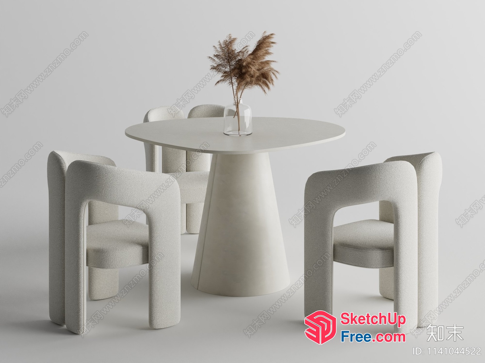 Modern Minimalist White Furniture Set 3D SketchUp File