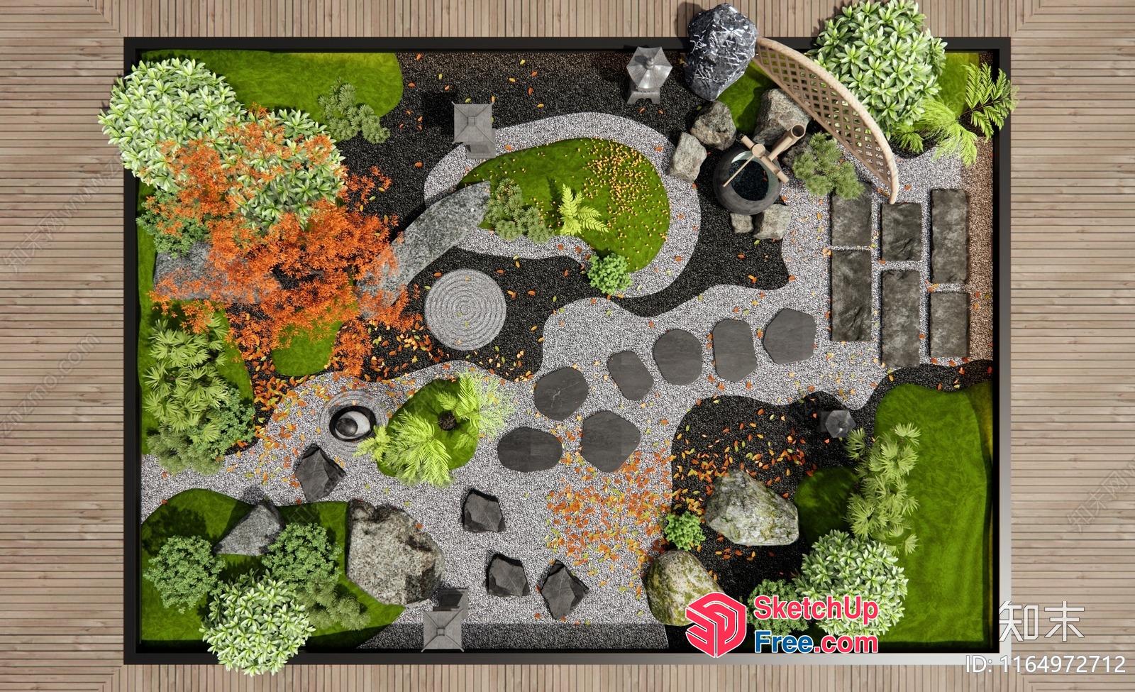 Japanese-Inspired Zen Garden 3D SketchUp File