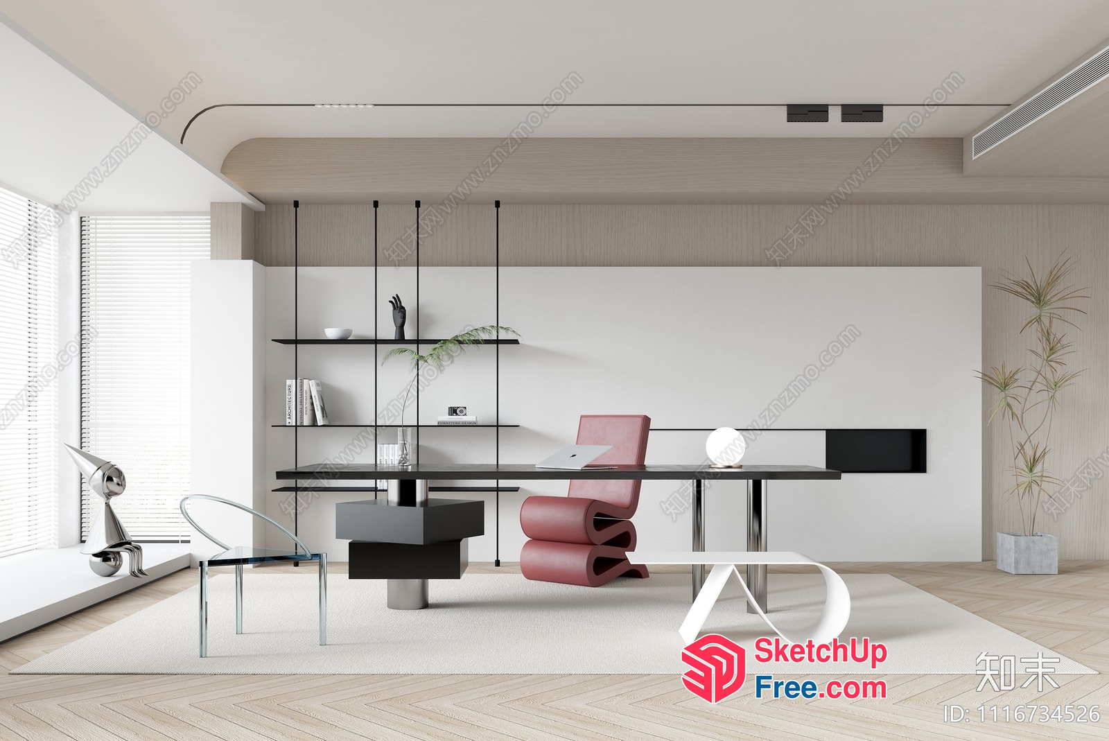 Minimalist Office Space With Modern Furniture 3D SketchUp File