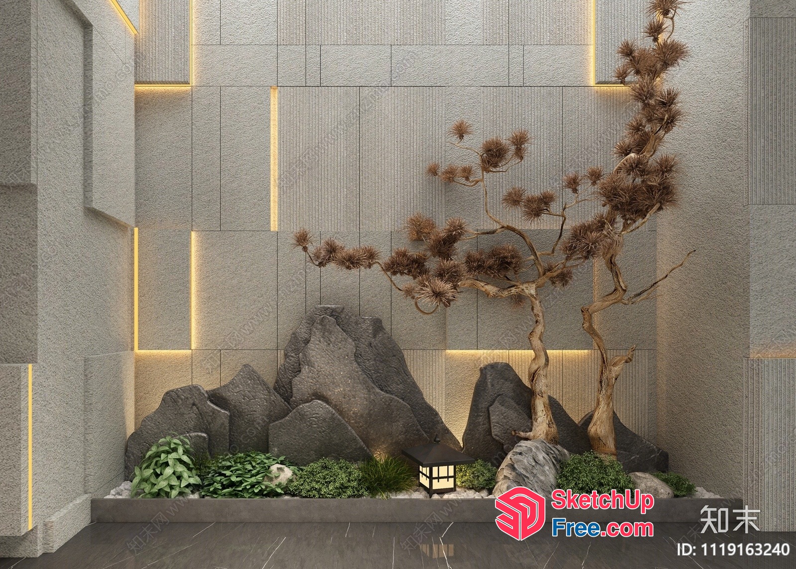 Modern Japanese-Inspired Interior With Natural Elements 3D SketchUp File