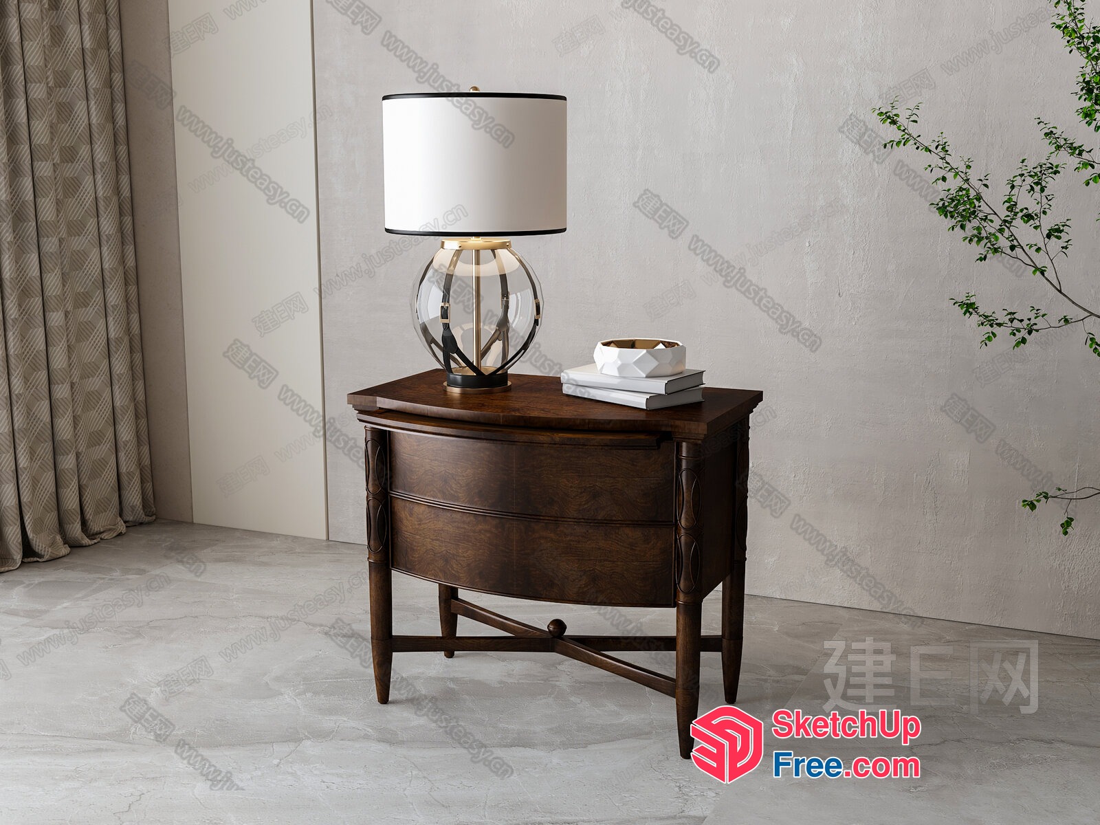 Classic Style Bedroom Furniture With Glass Table Lamp 3D SketchUp File