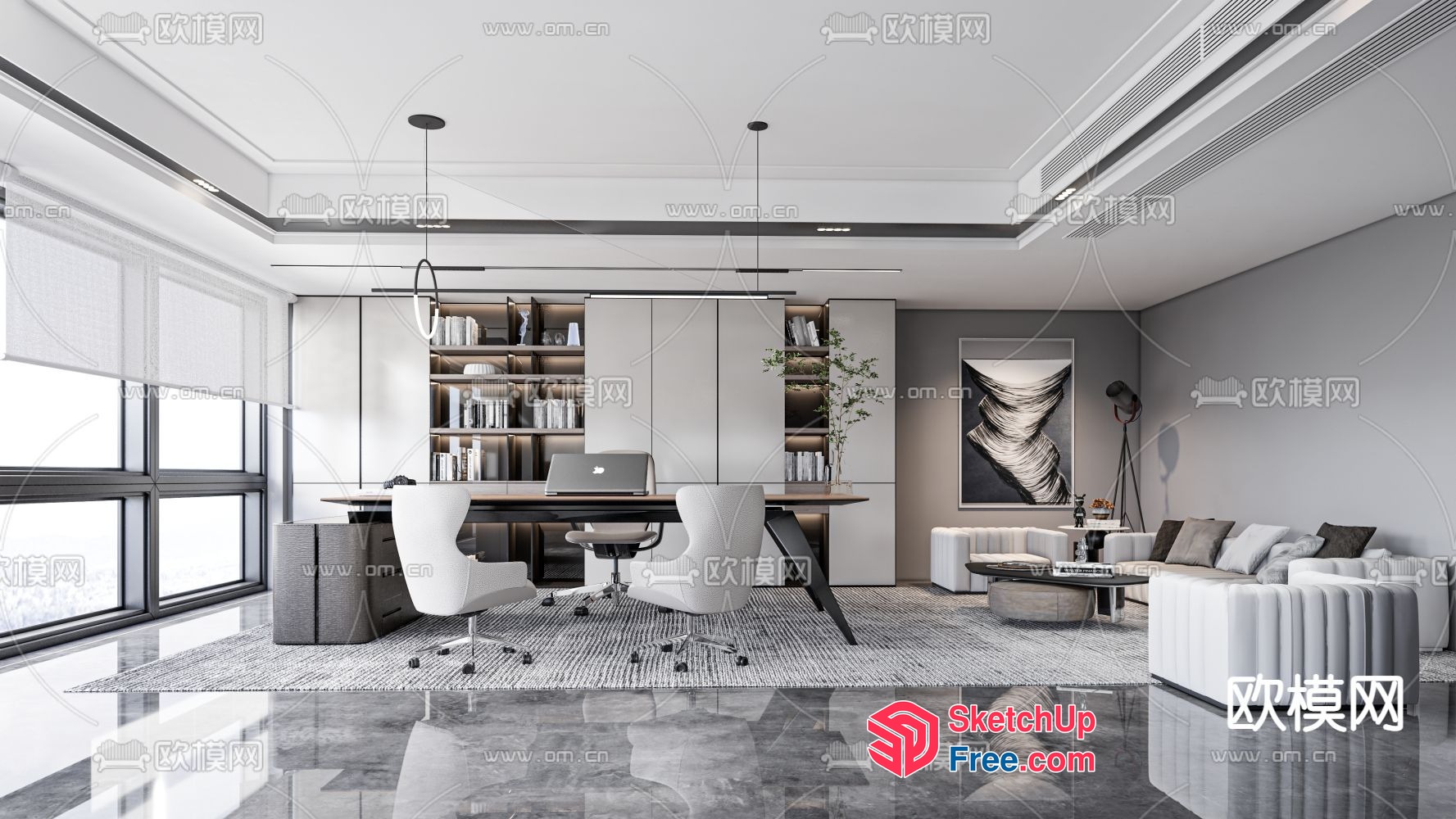 Modern Office Space With Sleek Furniture And Minimalist Decor 3D SketchUp File